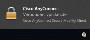 Screenshot Cisco AnyConnect verbunden